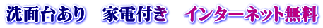 洗面台あり　家電付き　インターネット無料