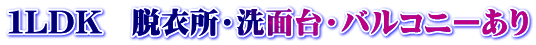 １LDK　脱衣所・洗面台・バルコニーあり